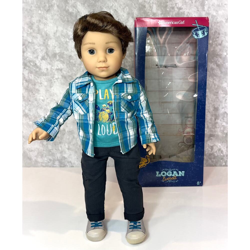 American Girl Logan Boy Doll First Male In Meet Outfit Shoes Underwear Box New